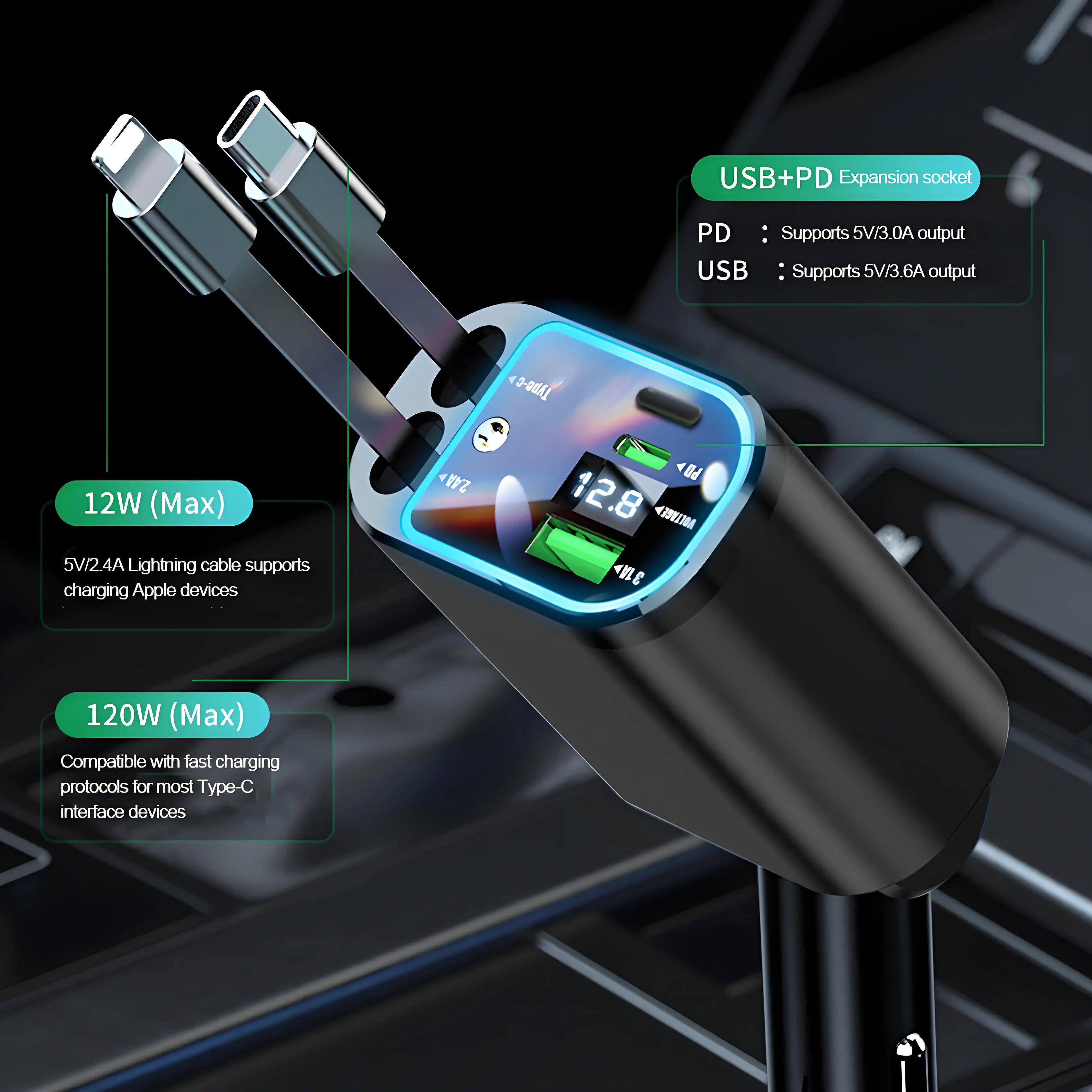 StarCharge™ Ultra Fast LED Car Charger (5-in-1)
