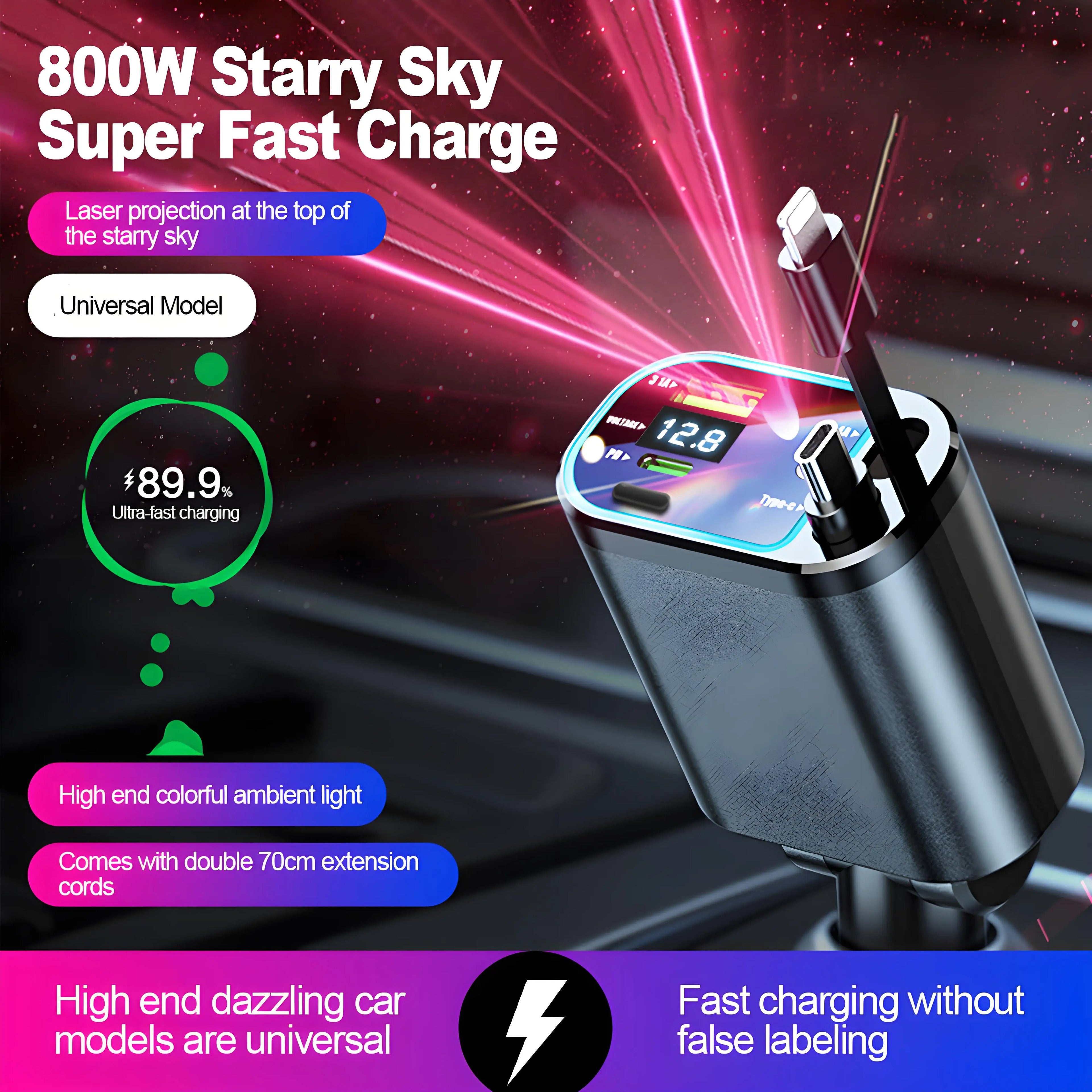 StarCharge™ Ultra Fast LED Car Charger (5-in-1)